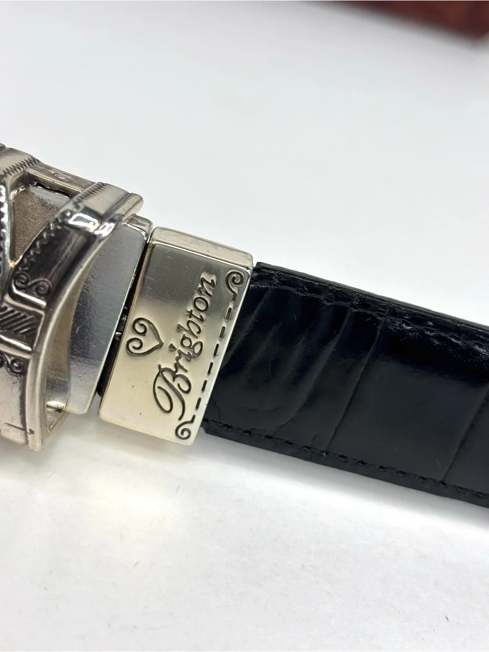Vintage Brighton Reversible Croc-Embossed Leather Belt Brown Black B40155 30 / M